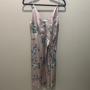 Astr Floral Dress in Light Pink and Green